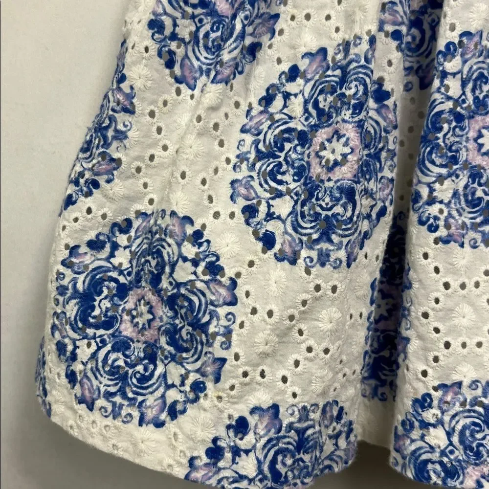 Janie and Jack White and blue floral eyelet dress size 2T